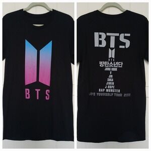 BTS T-Shirt Love Yourself Tour 2018 Adult Large Slim Tee Black Cotton SS Kpop